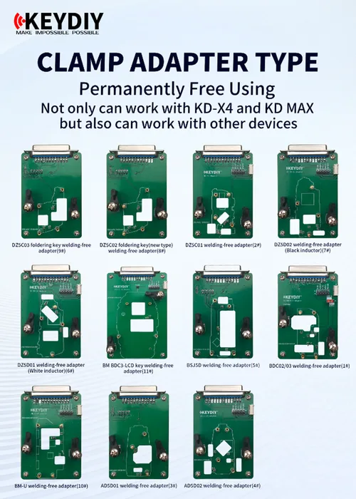 סט אדפטורים ללא הלחמה KEYDIY | BMW BDC2 BDC3 BDC-LCD | VAG MQB49 | 5C 5D | כולל 12 יחידות |